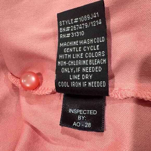 BCX Halter Top Sz S Round Neckline Zig Zag Print Coral Beige Pink Lined Button - Picture 7 of 7